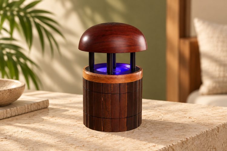 Indoor mosquito trap berbahan kayu dengan cahaya biru lembut
